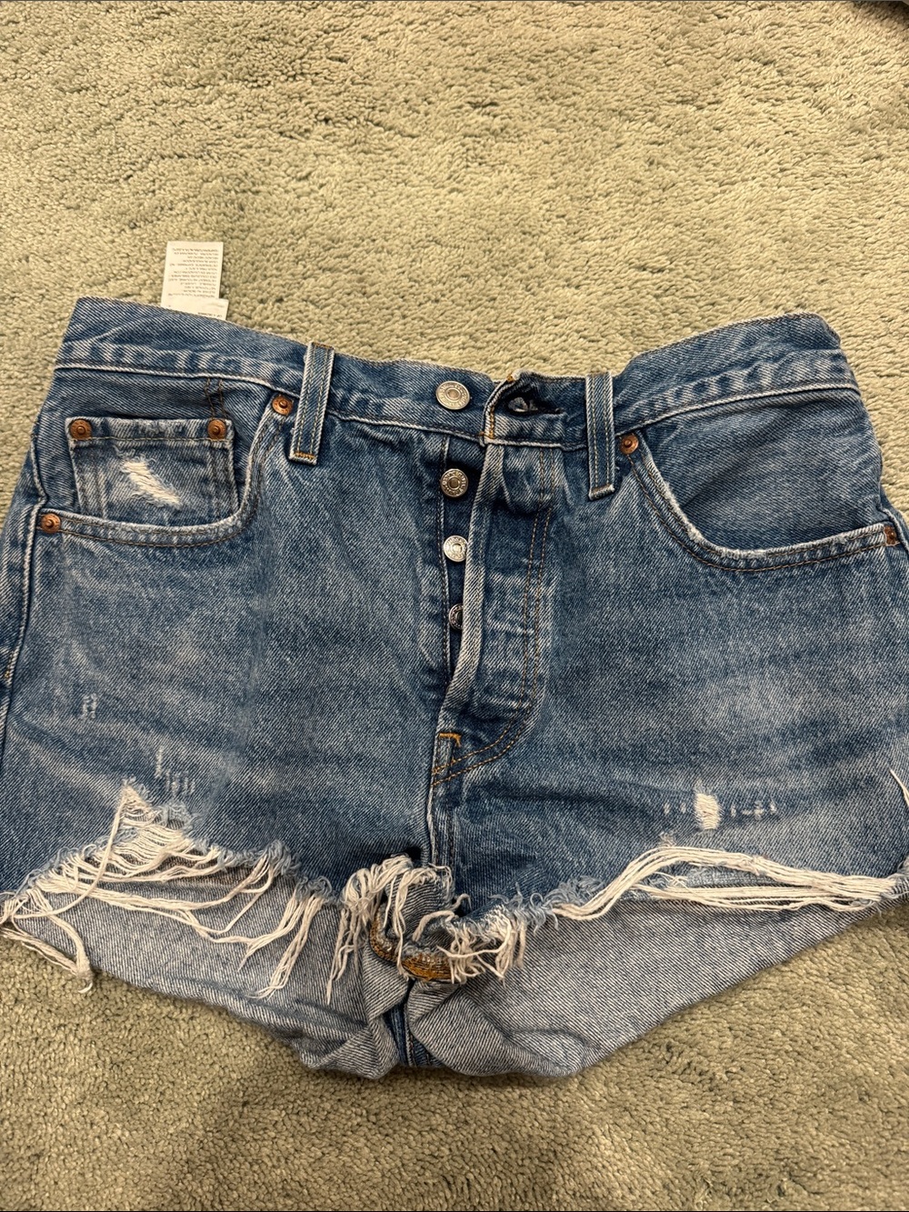 Levi's Distressed Button-Fly Denim Shorts - Blue